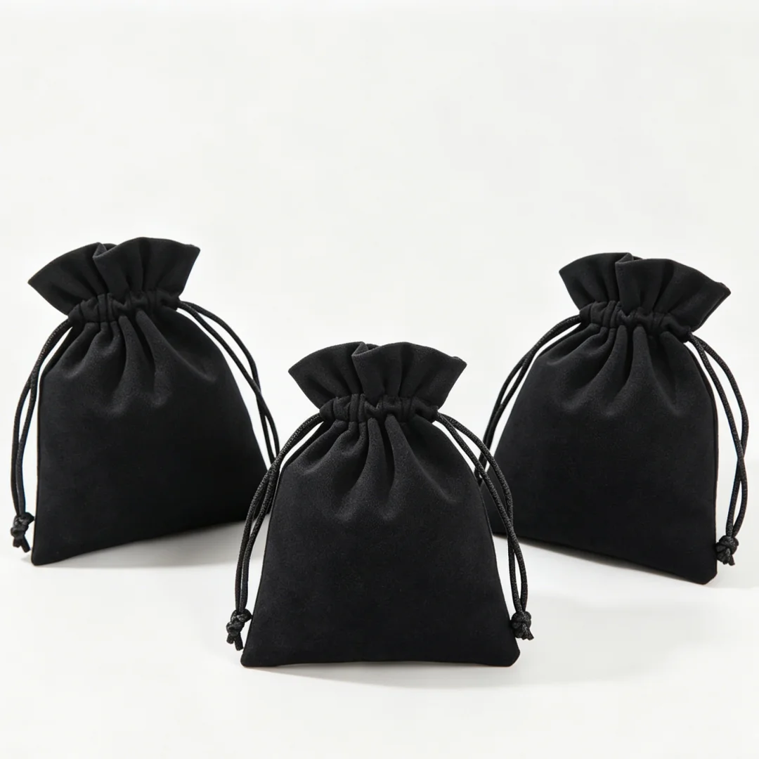 10個入り ブラックベルベット製巾着袋 ソフトジュエリー収納 - Velvet Jewelry Box のレビューと価格