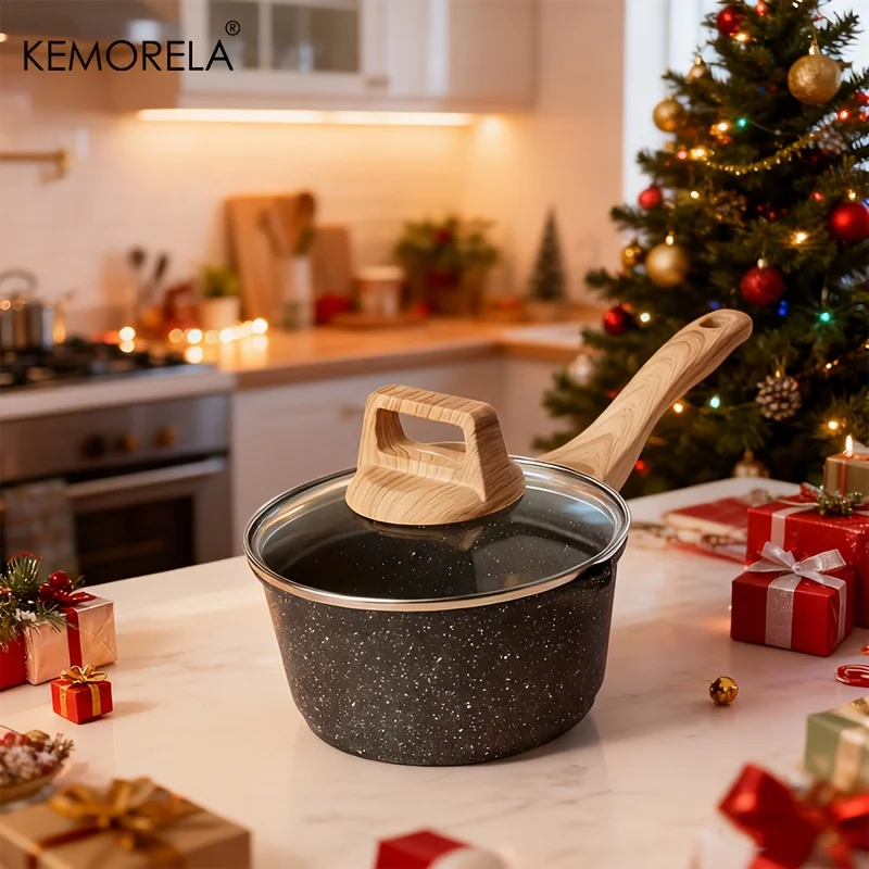 

Granite-Coated Aluminum Frying Pan with Lid Induction/Gas/Electric Cooktop Compatible Dishwasher for Steak Omelets Eggs Pancakes