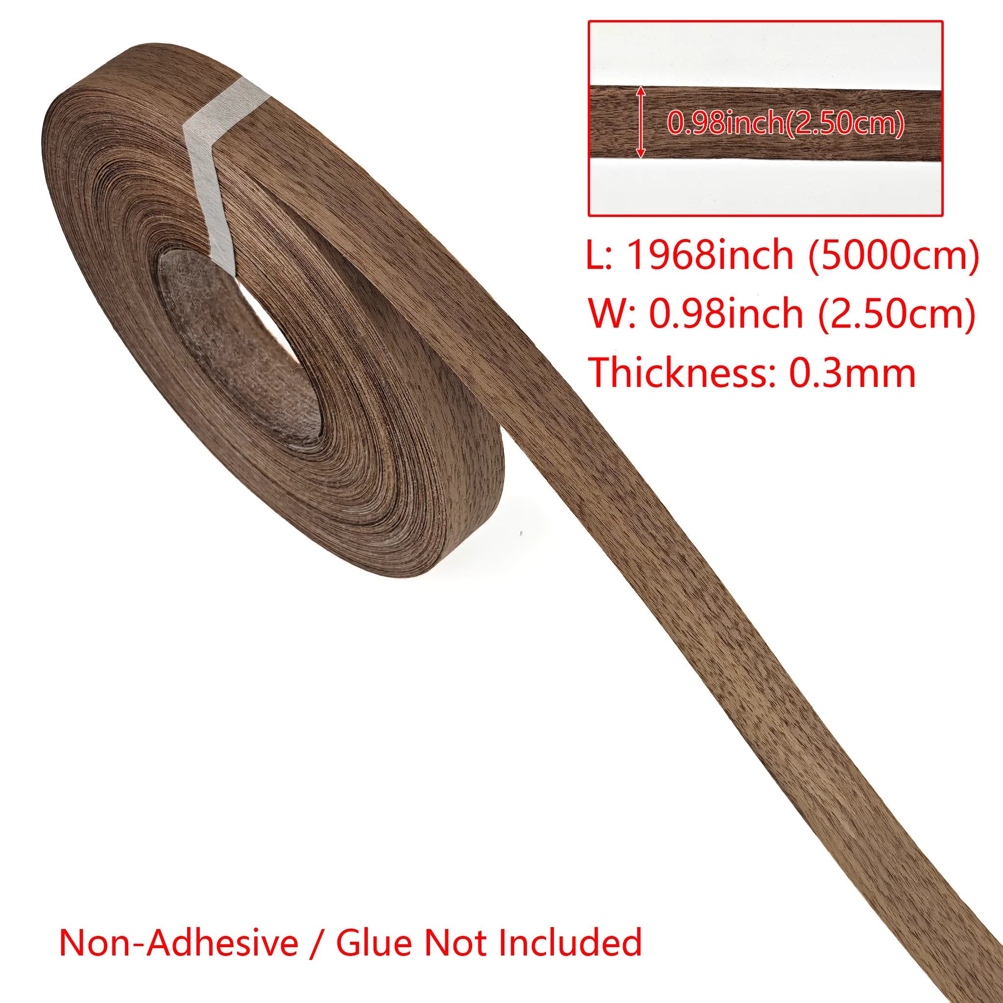 50M Natural Black Walnut Wood Veneer Edge Strip For Furniture Cabinet Wardrobe Table Door Window Decoration