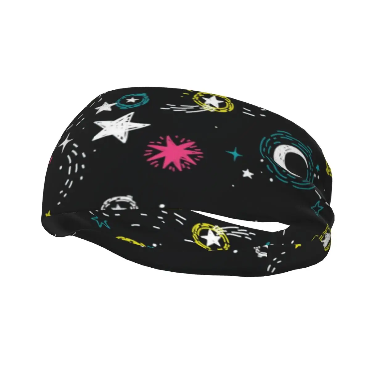 Sports Headband Stars Rockets Comets And Planets Running Fitness Sweatband Absorbent Cycling Jog Hair Bandage