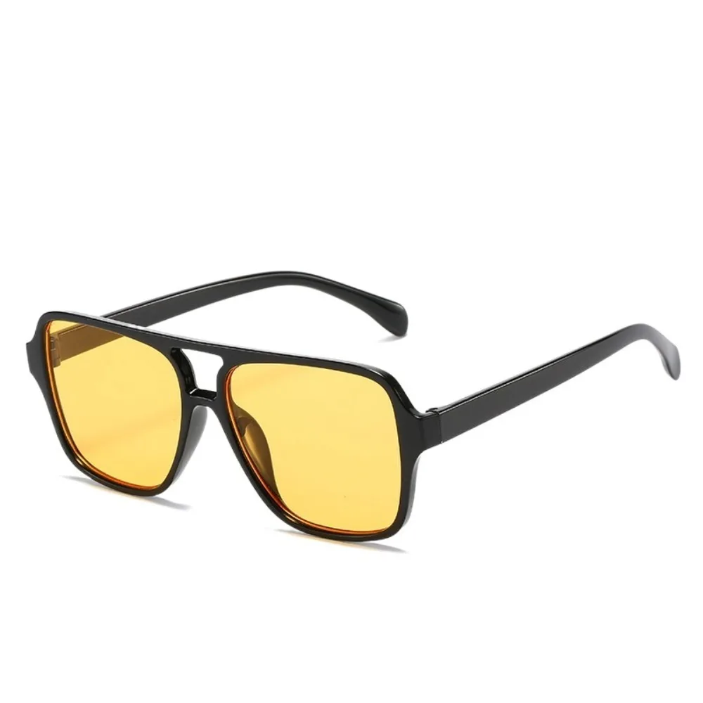Fashion Big Frame Square Sunglasses UV400 Punk Pilot Sun Glasses Double Beam Leopard Print Retro Eyewear Outdoor