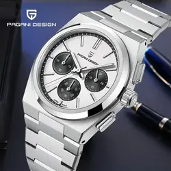 Pagani Design 2024 New Men's Vk63 Quartz Chronograph Luxury Sapphire Stainless Steel Waterproof Sports 10Bar Luminous C3 Reloj H