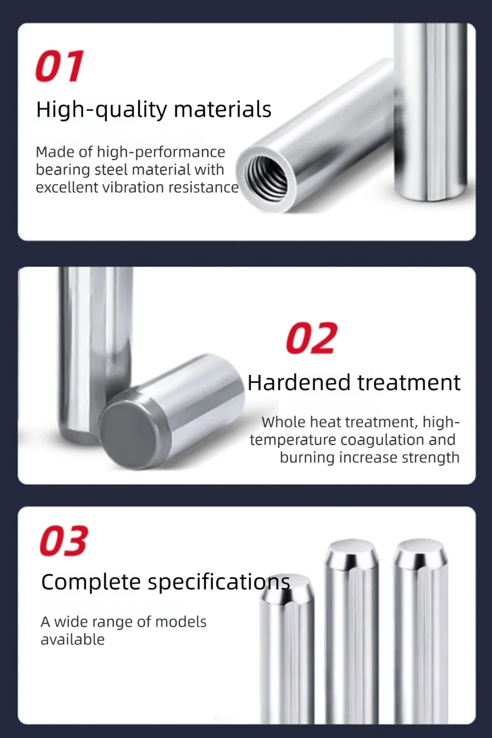 H7 Negative Toleranz M2-M10 Innengewinde Zylindrischer Stift MSTH Lagerstahl SUJ2 Metall-Positionierungsstange Auto-Werkzeug Befestigungsstift – Detail 6