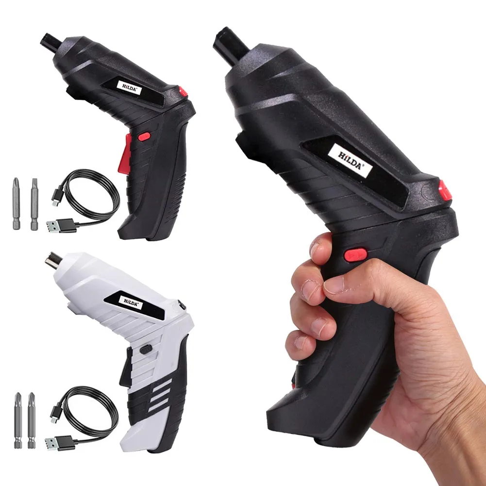 Cordless Electric Screwdriver Rechargeable Power Battery Drill with LED Light Twistable Handle Gadgets 3.6V USB Power Tool