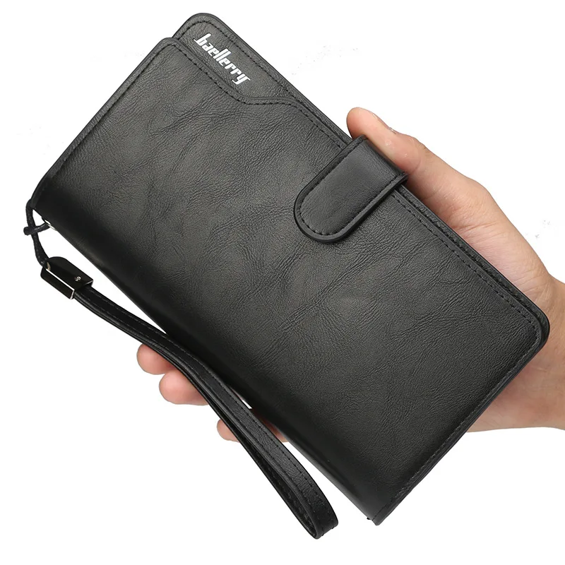 

New Men Wallets 21 Card Holders Name Engraving Male Purse Quality Zipper Large Capacity PU Leather Wallet For Men Carteria