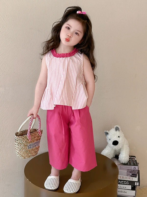 

Girls Summer Svel Two-Piece Set Faionable Korean Sle Baby Outfit without Pants Cute Child Ensemble for Little Girls