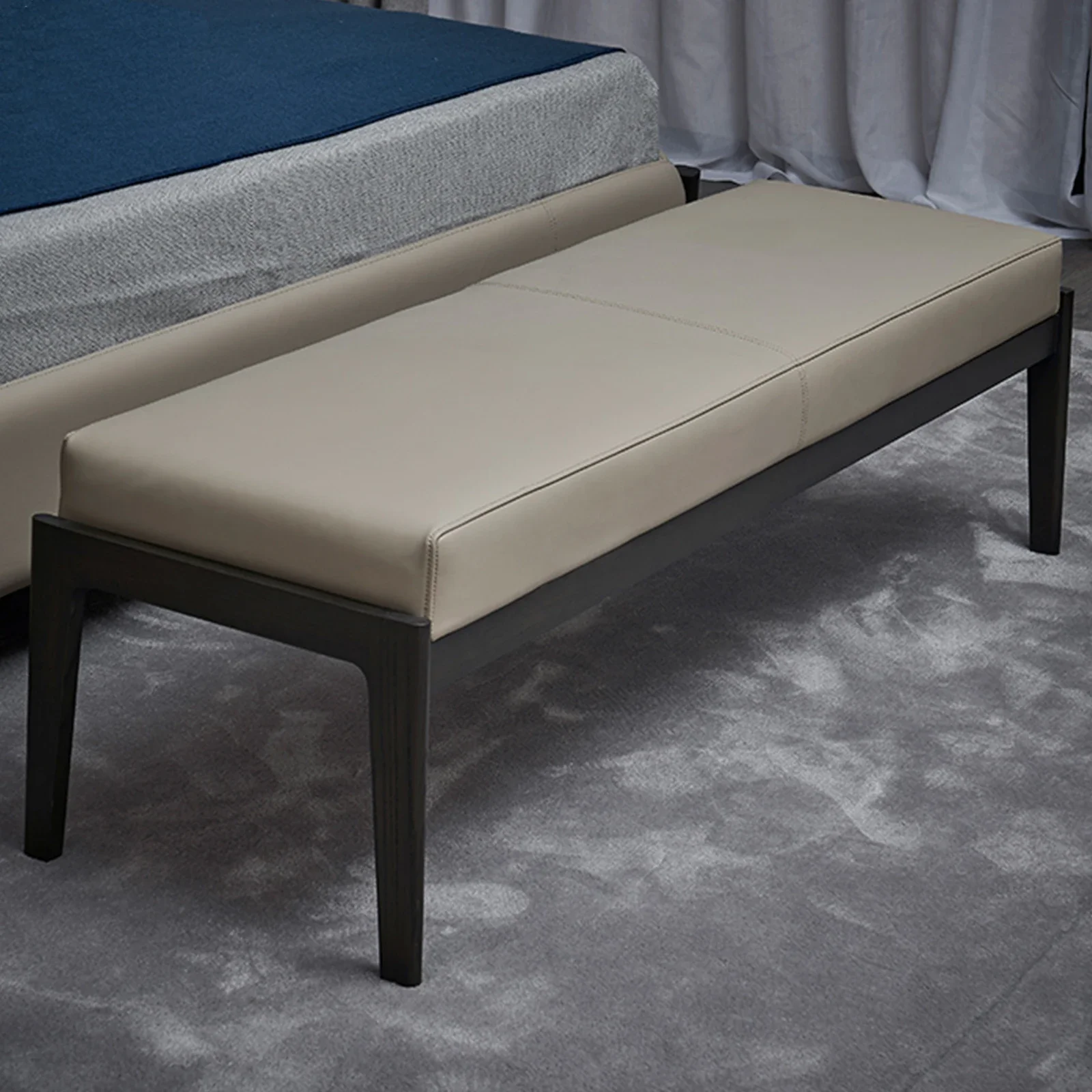 High Quality Top Layer Cowhide Bedroom Ottoman Bench Bed End Stools
