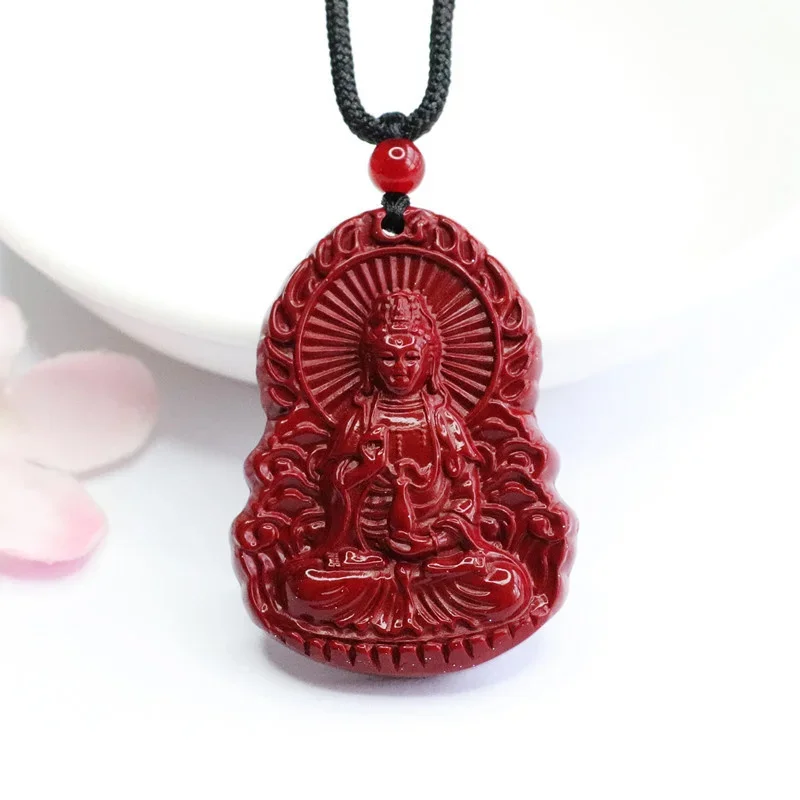 

Natural Authentic Vermilion Avalokitesvara Pendant Purple Gold Sand Necklace Pendant Accessories Men's And Women's Fine Jewelry