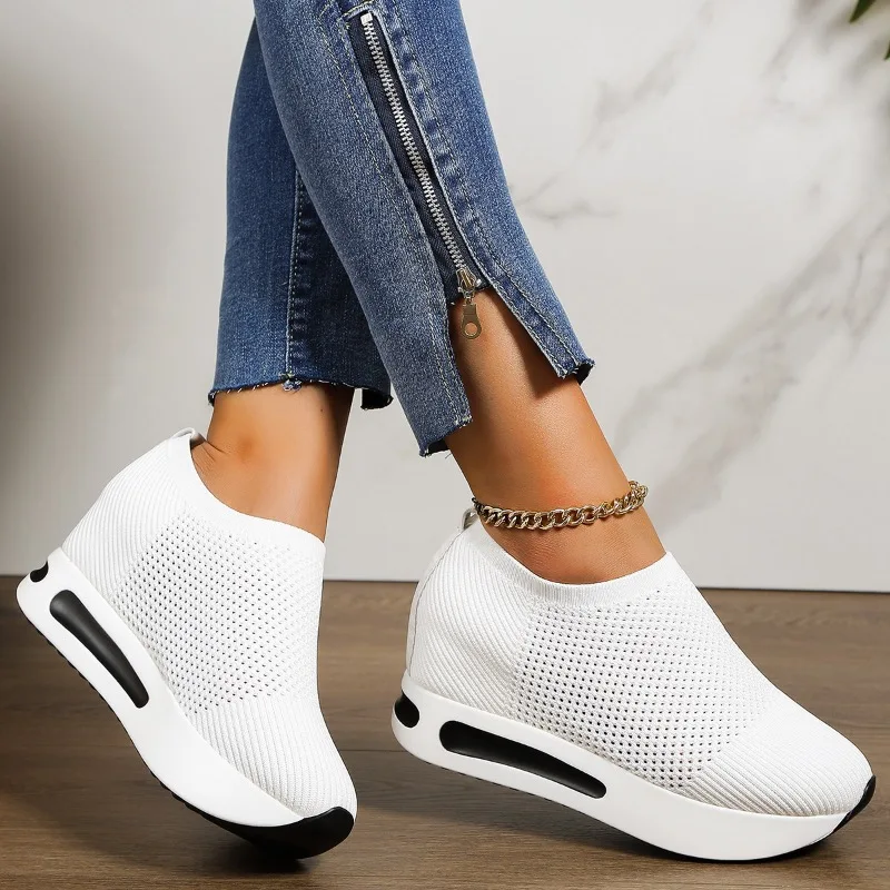 

Women's Shoes Fashion Wedges Vulcanized Shoes Mesh Breathable Casual Shoes for Women Platform Sneakers Loafers Zapatillas Mujer