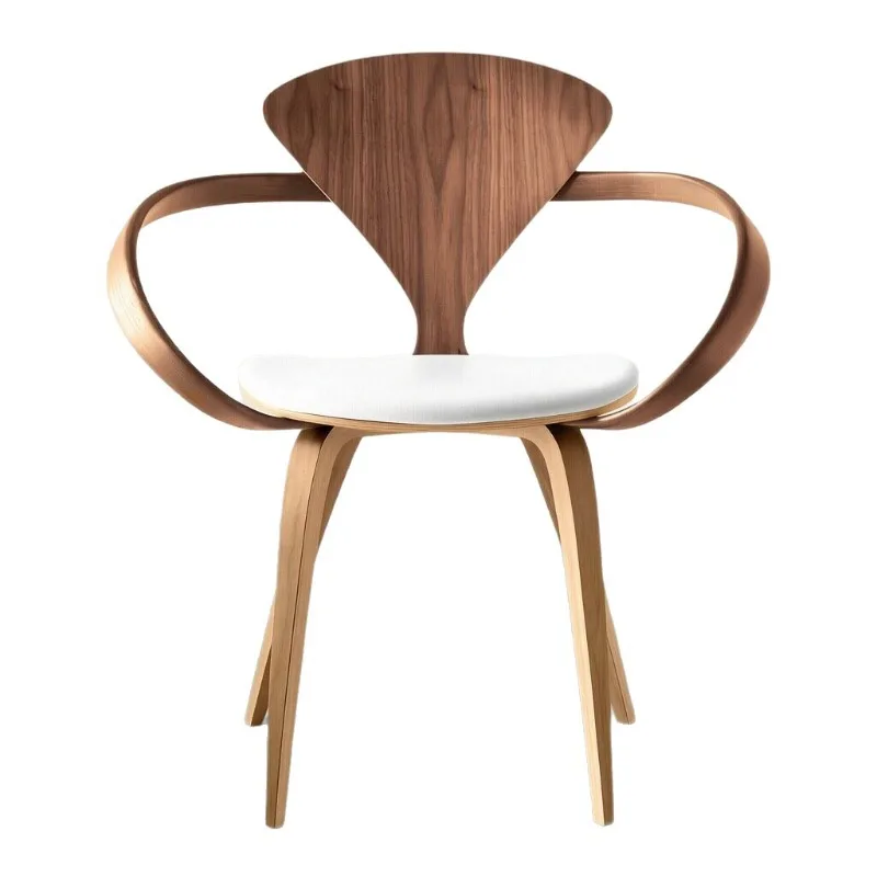 Study Reading Armrest Stool Conference Room Work Conference Chair Small Waist Armrest Solid Wood Dining Chair