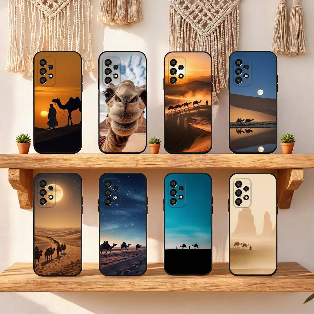 Desert Camel Phone Case For Samsung Galaxy S25 S24 S23 S22 S21 S20 S10 S10E Ultra Plus FE Note 20 Ultra Black Cover