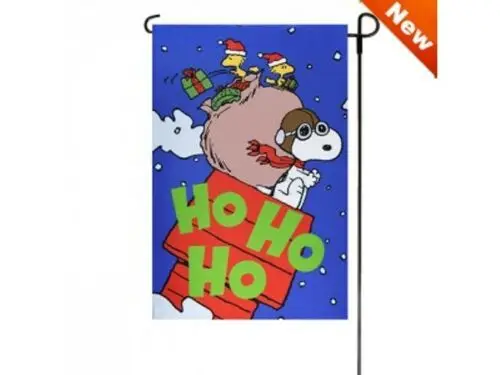 SNOOPY PEANUTS HO HO HO!  Garden Flag Christmas HAPPY HOLIDAYS 12