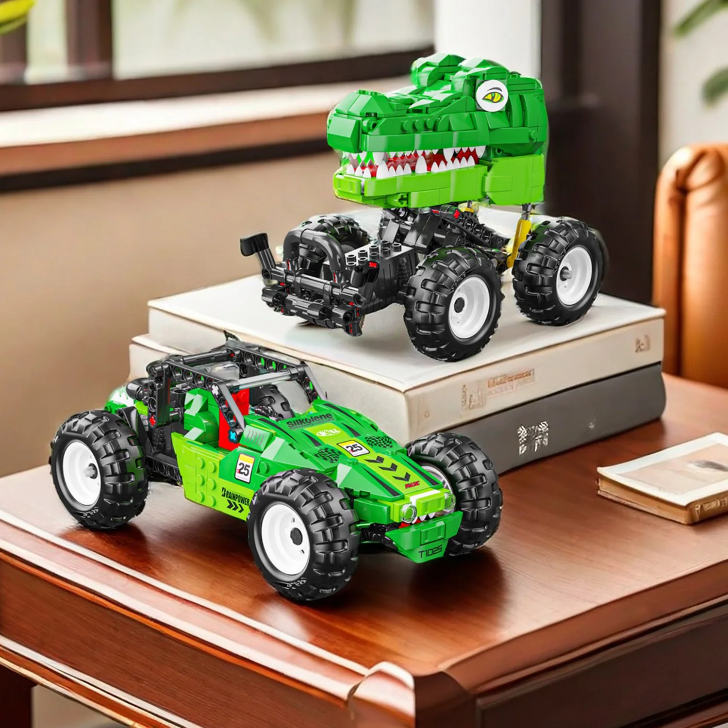 

440PCS Crocodile Inertia Pull-back Car 2in1 Technology Building Blocks Set Puzzle Assemble Bricks Model Creative Gifts