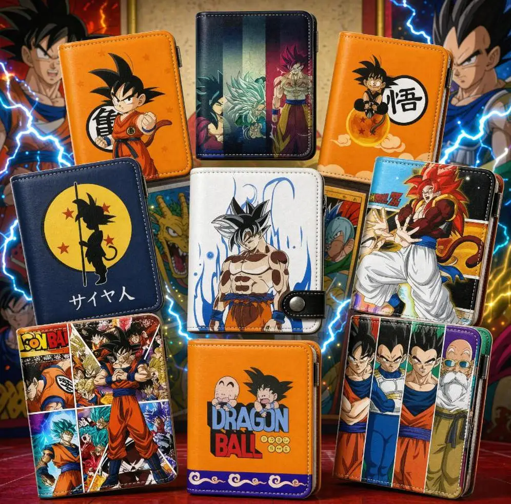 Super Saiyajin Dragon Ball Cartoon Non-Silk Anime Geldbörse Goku Goha Münzbörse Kartenhalter Turtle Senta Vegeta Faltbare Geldbörse Geschenke