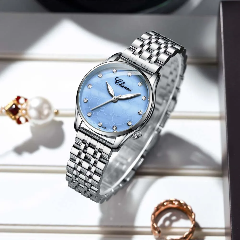 ساعات CHENXI النسائية، نماذج بسيطة من ساعات السيدات، ساعة كوارتز رائعة مقاومة للماء، هدية مضيئة للنساء