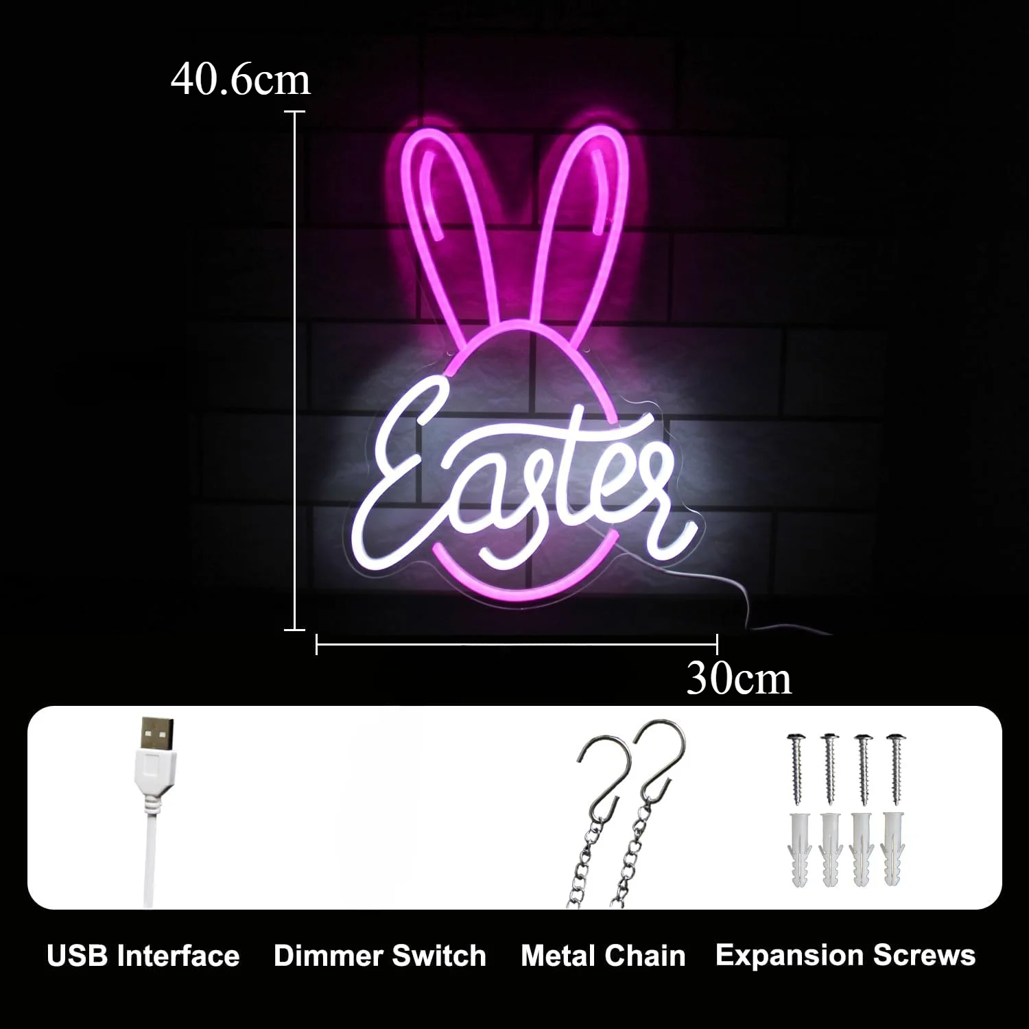 Easter Bunny Ears Neon Light Sign LED Aesthetics Neon Sign For Wall Decor Party Shop Club Bar Room Decor Birthday Easter Gift