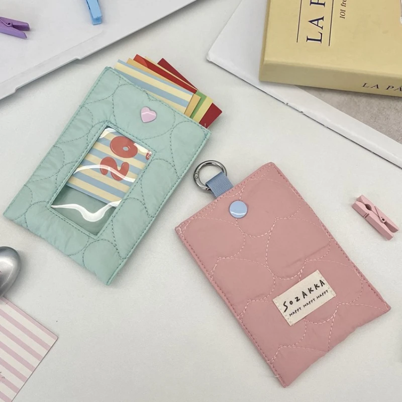 Держатель для карт в форме сердца для девочек, маленький кошелек для карт большой емкости, чехол для студенческого удостоверения личности, карман для банковских карт, карман для документов