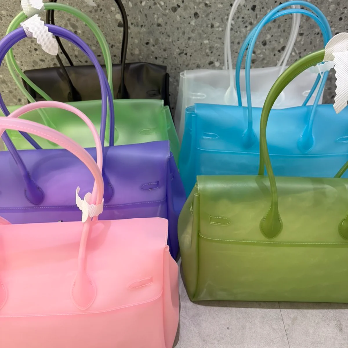 New 2026 Summer Jelly Bag Candy Color Sweet Shoulder Tote Bags Y2K Large Capacity Beach Transparent TPU Women Bag Fashionable