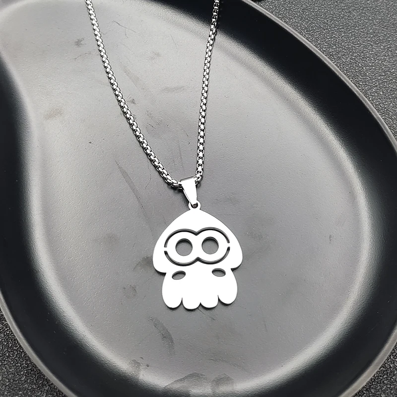 Splatoon Game Peripheral Octopus Titanium Steel Pendant Necklace Jewelry Anime Model Girl Holiday Gift