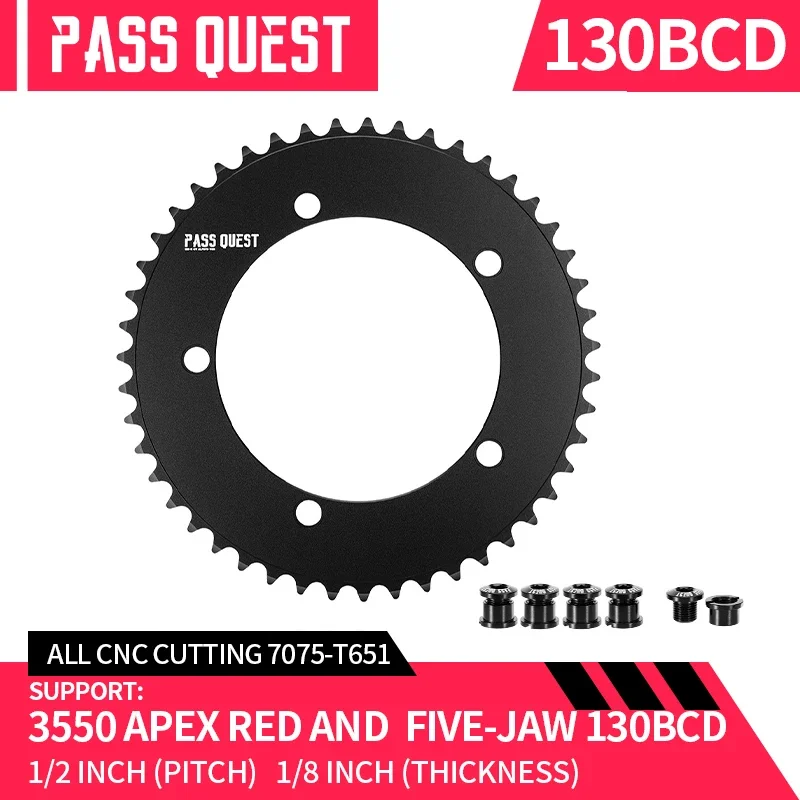 PASS QUEST 130BCD Ground Fixed Cog Road Bike Narrow Wide Chainring 46-58T Chainwheel Black Bicycle Accessories