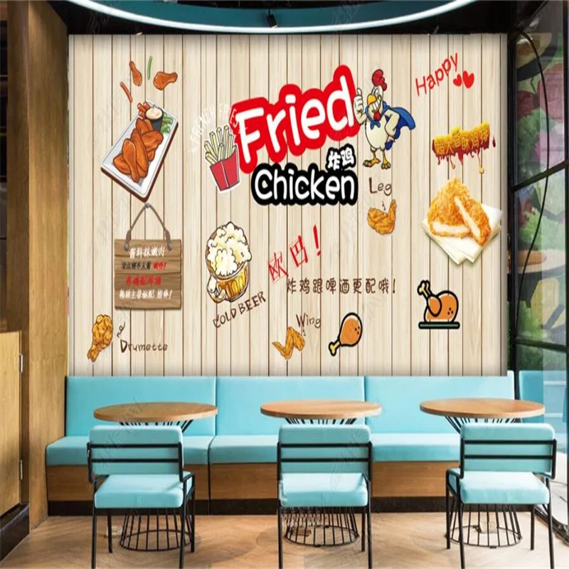 

Fried Chicken Beer Theme Custom Mural Restaurant Industrial Decor 3D Wall Paper Fast Food Wallpaper Papel Tapiz