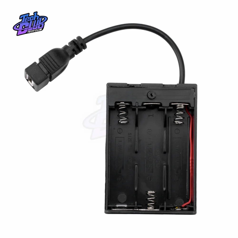 AA Battery Holder Black 3x /4x1.5V 4 Slots AA Battery Box with Cover ON/Off Switch and USB Female Socket Battery Holder