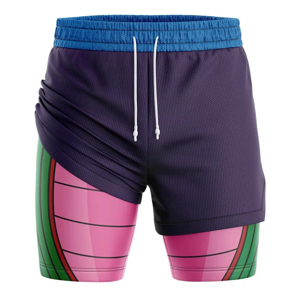 

2026 Summer Dragon Ball Z Piccolo 2-in-1 Double Layer Gym Shorts Oversized Men's Fitness Retro Streetwear Unisex Athletic Shorts