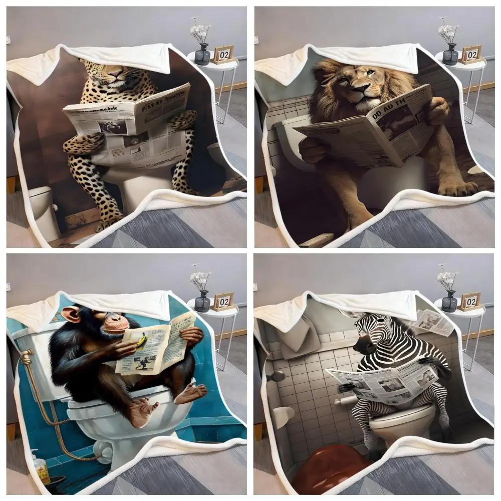 

Funny Bathroom Humorous Colorful Throw Flannel Nap Blanket Soft Warm for Home Sofa Bed Office Travel Cozy Lightweight Blanket