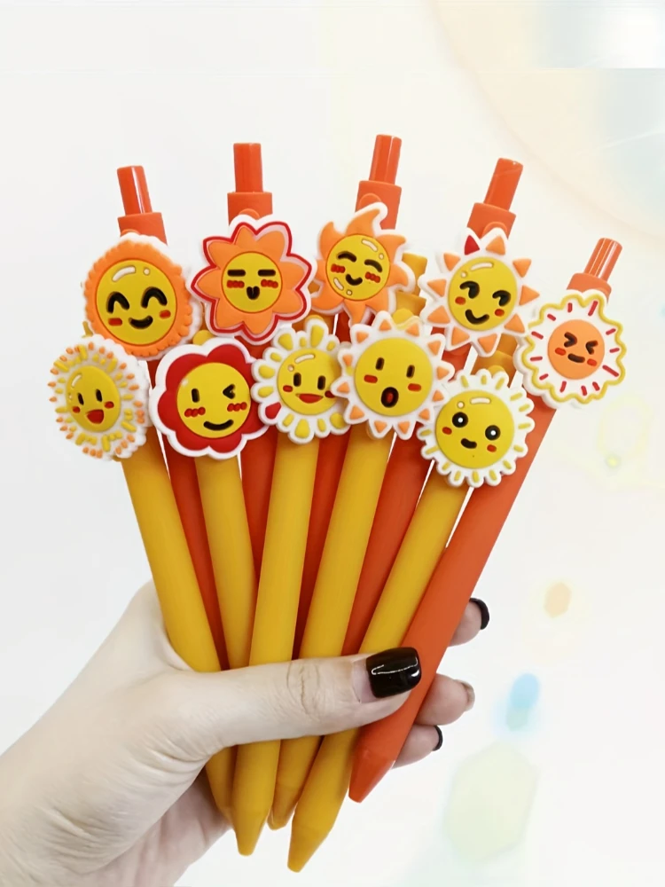 

10 шт., патч-ручка с рисунком солнца и солнца, шариковая ручка для теплого тона, специальная канцелярская шариковая ручка для обучения офисе