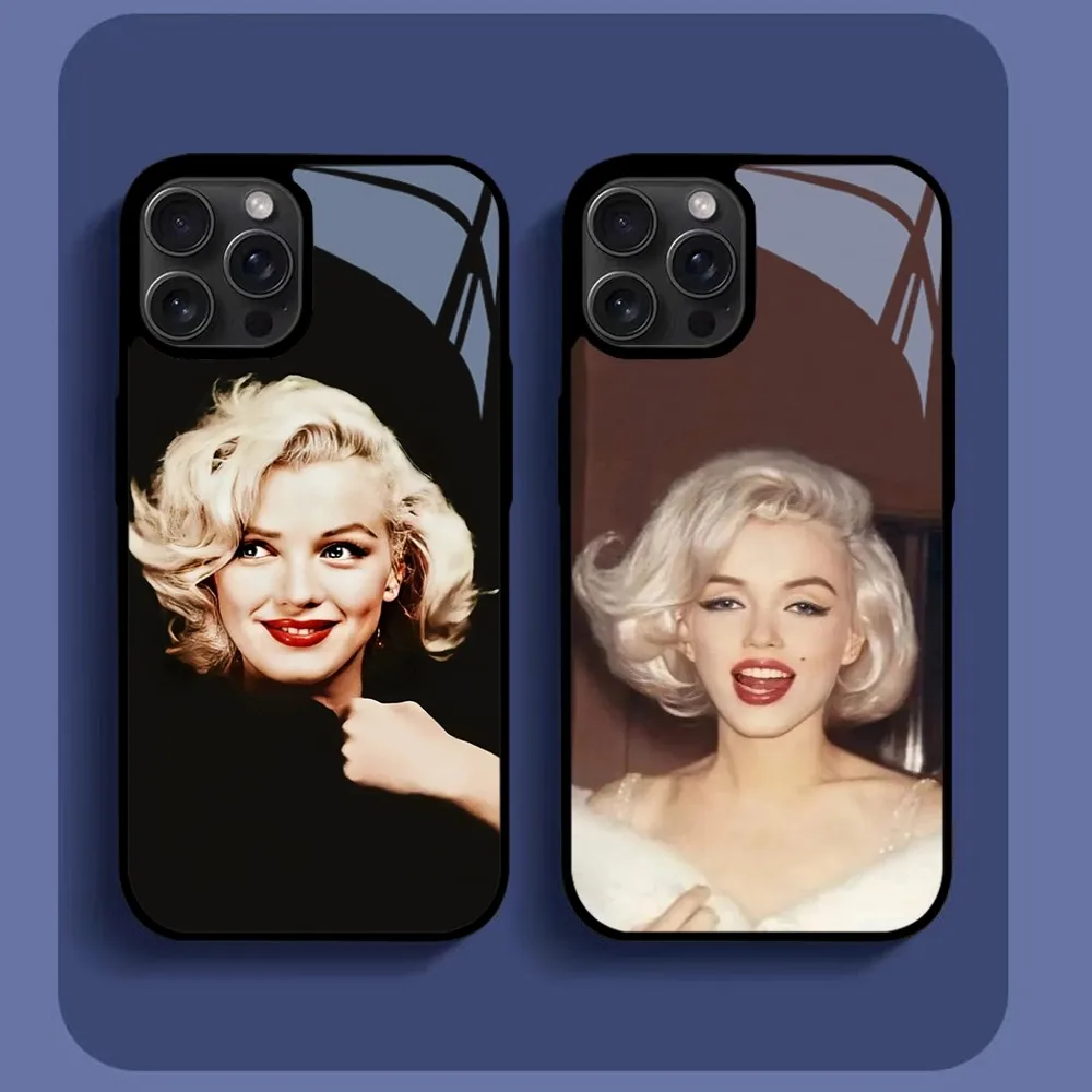 Sexy Girl M-Marilyns M-Monroes Phone Case For iPhone16 15 14 13 12 11 Pro Xs Max Mini XR X 7 8 Plus luxury Mirror Hard Funda