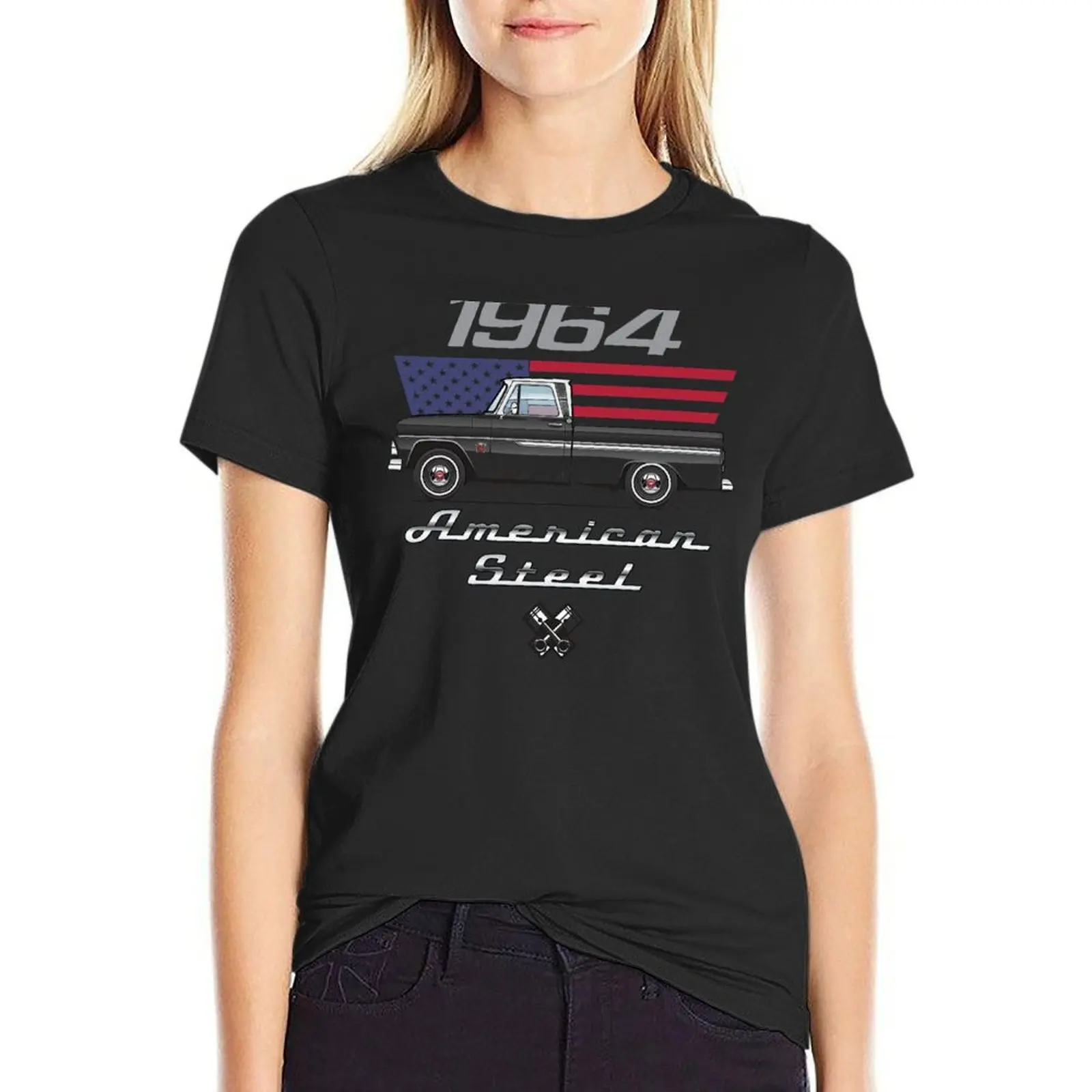 

1964 American Steel Multicolor T-Shirt new edition customs design your own graphics summer clothes T-shirt Women