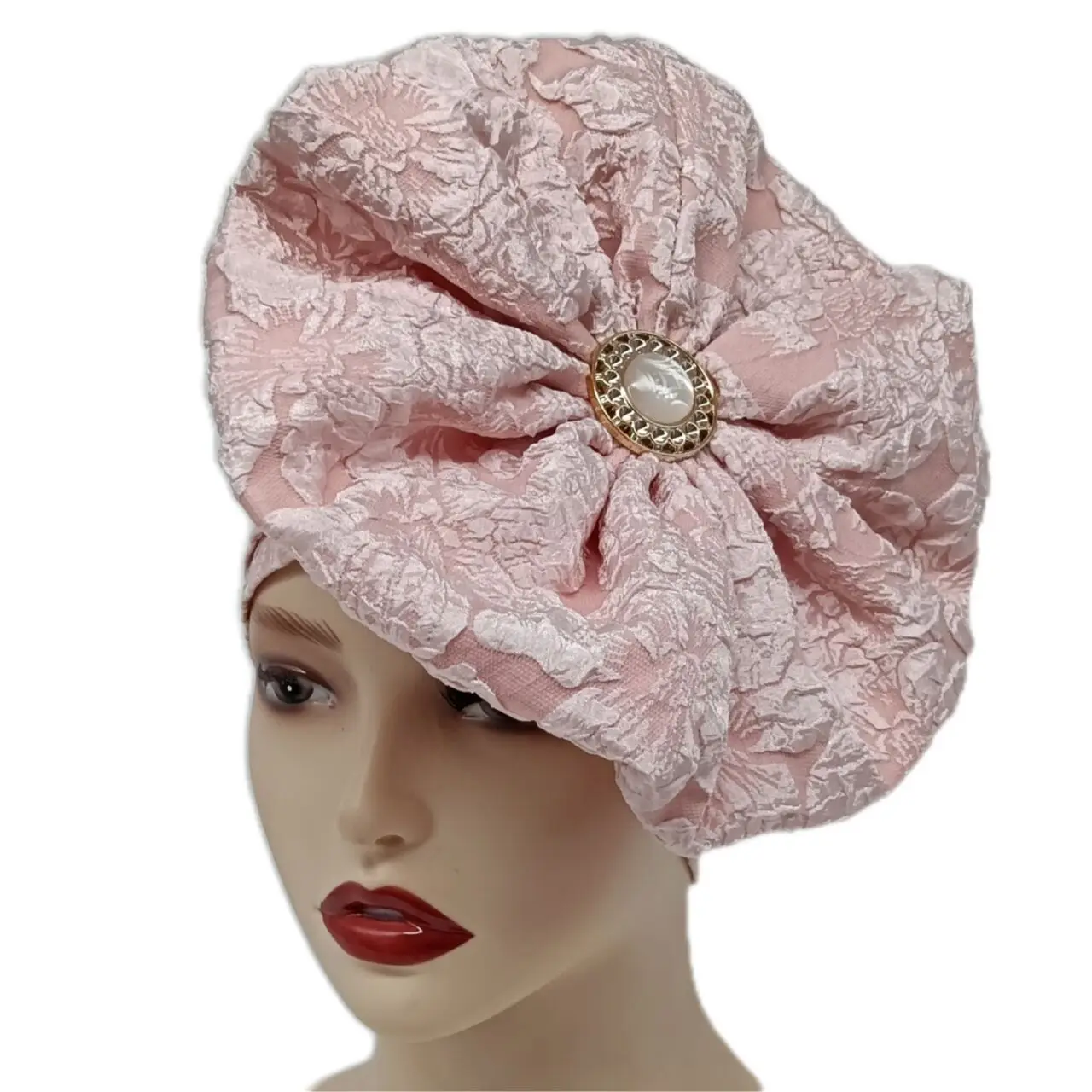 Turbante de renda para mulheres, cabeça elegante, lenço monocromático, hijab de casamento, chapéus chemo extragrandes