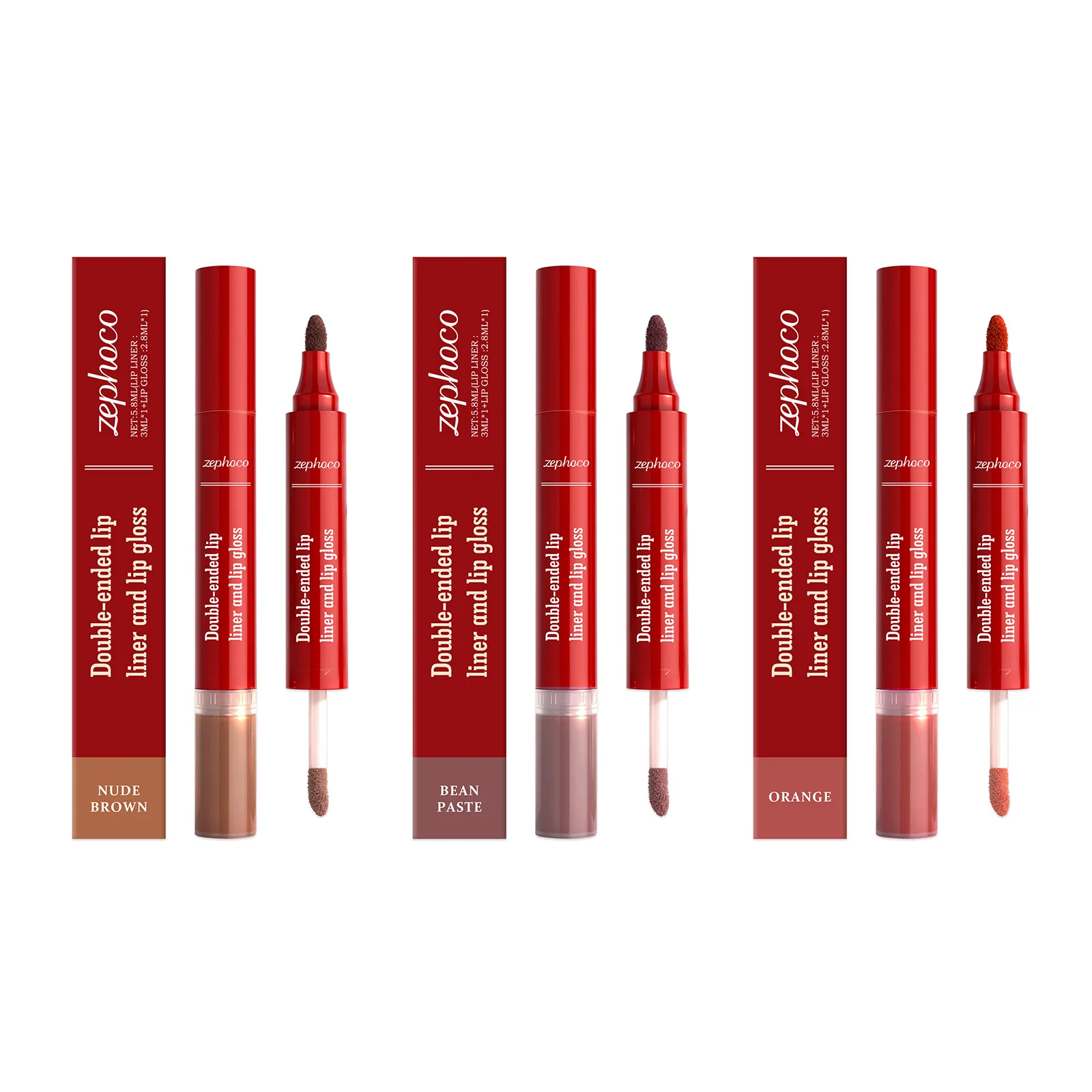 2 in 1 Lip Stain Liner Lip Gloss rimpolpante a lunga durata Impermeabile succoso Specchio Liscio Glitter Lip Gloss Trucco Lip Liner Set 1pz