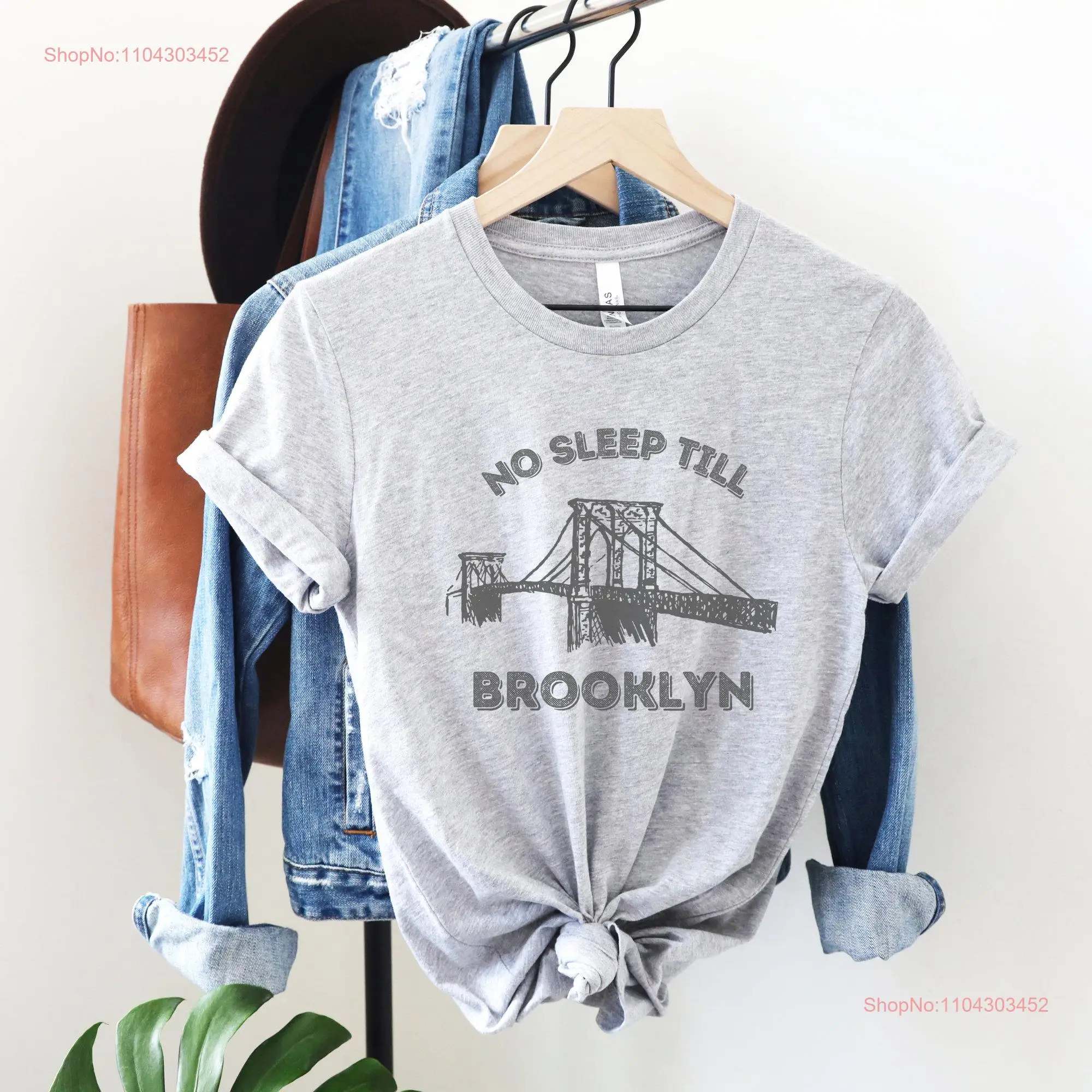 No Sleep Till Brooklyn T Shirt New York City Bridge Souvenir  long or short sleeves