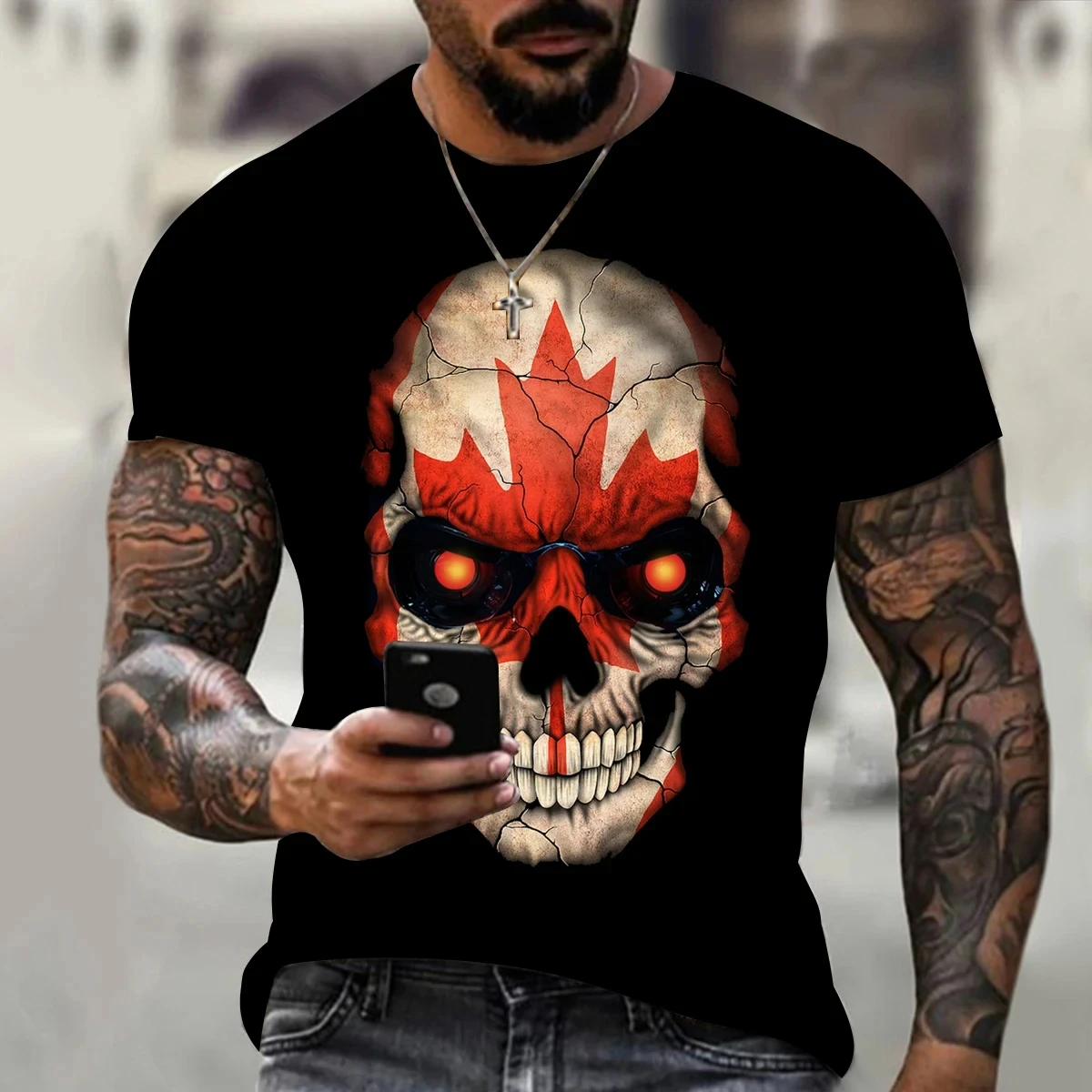 Skull 3D T-shirt for Men Fashion Hip Hop O-Neck Short Sleeve Shirt Harajuku Men's T-shirt Oversized T-shirt Men's Clothing