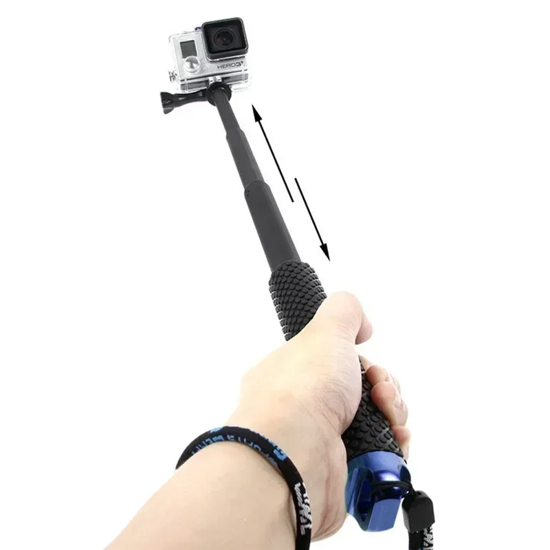 Extendable Pole Mini Selfie Stick Waterproof Monopod Blue for GoPro Hero13/12/11/10/9/8 Action Video Cameras Outdoor Photography