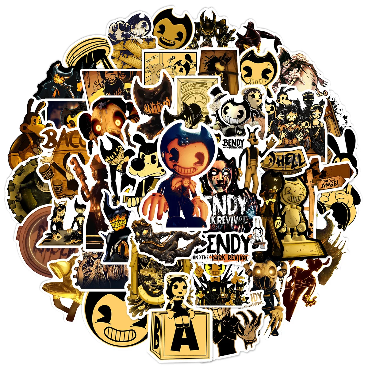 50Pcs Game Bendy and The Dark Revival Horror Games Stickers Graffiti DIY Laptop Skateboard Phone Waterproof Sticker Gifts