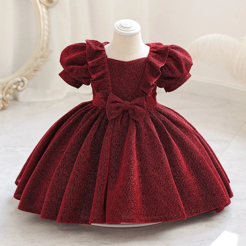 High end new 1-6T baby birthday first year sequin party dress Toddler cute baby girl bubble sleeve campus graduation party dress