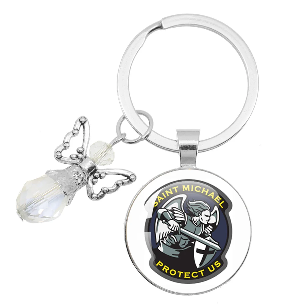 Popular Keychains Archangel St.Michael Protect Me Saint Shield Protection Charm Russian Orhodox Keyrings Jewelry For Holy Gift