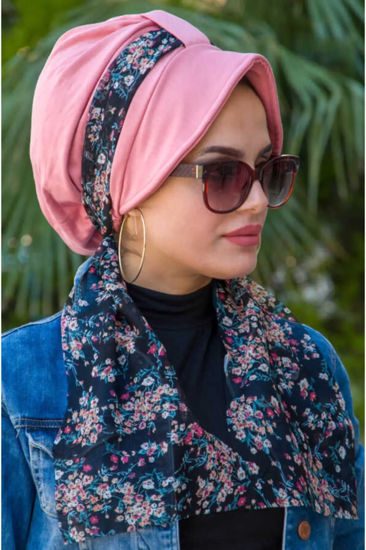 Lenço rosa flor chapéu osso