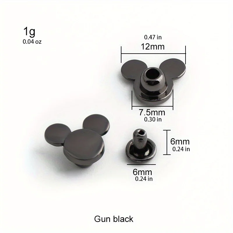 10PCS cartoon mouse shape metal rivets diy round head stud fastening hardware accessories suitable for clothing wallets crafts