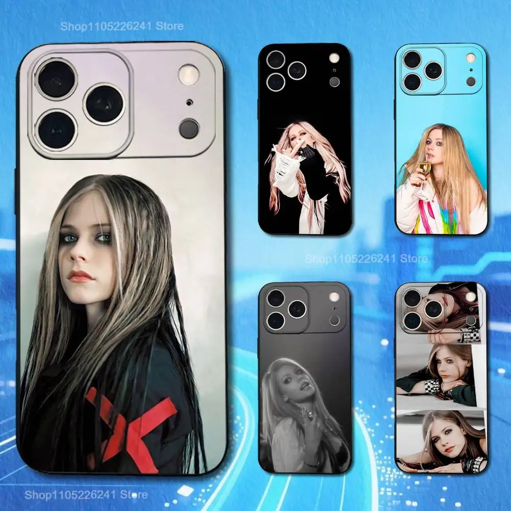 هاتف المغني A-Avril L-Lavigne لهاتف iPhone 13,12,15,14,11,16,17,Plus,Pro Max,XS,X,XR,SE,Mini,8,7,Soft Silicone Black #1