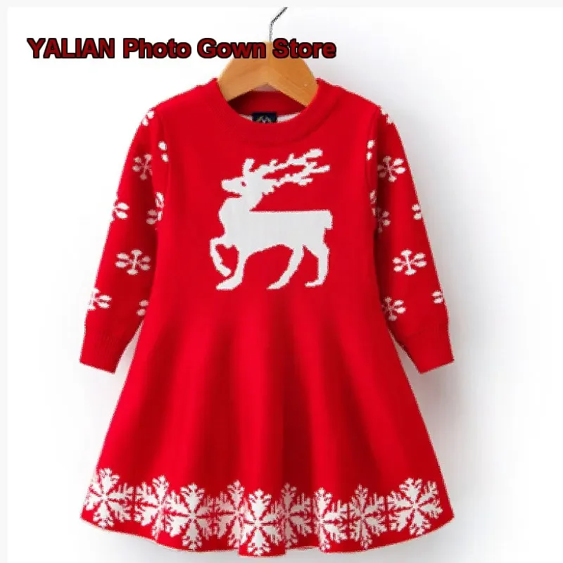 Girls Knit Dress Baby Girl Wool Pullover Stylish Autumn Base Layer Dress Princess Style Girls’ Skirt Kids