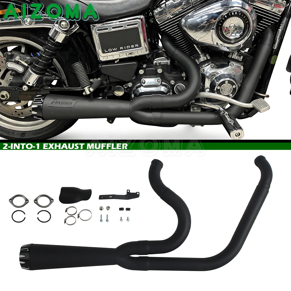 Мотоциклетный выхлопной глушитель 2-в-1 для Harley Dyna Street Fat Bob Low Rider S Super Glide Wide Glide FXDWG FXDWGI 2006-17