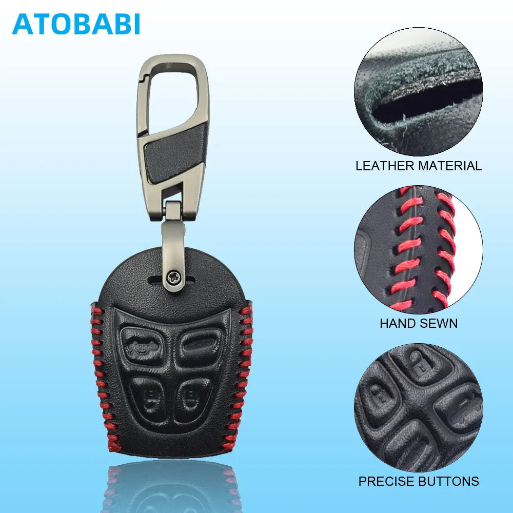 Leather Car Key Case For SAAB 2008 2009 2010 2011 9-3 9-5 93 95 4 Buttons Smart Remote Fobs Cover Protector Bag Auto Accessories