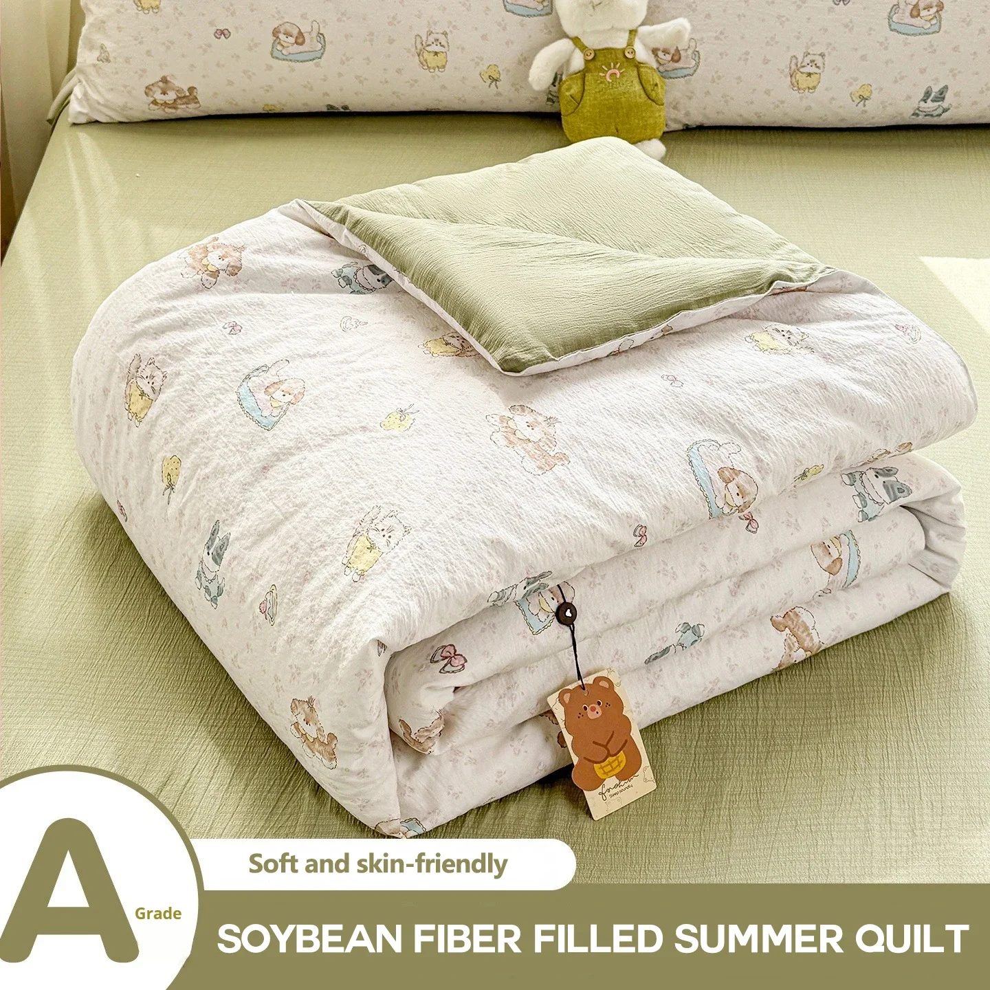 Lightweight Spring Summer Comforter Printed Soft Skin Friendly Air Conditioning Quilt Soy Fiber Filling Breathable Thin Duvet