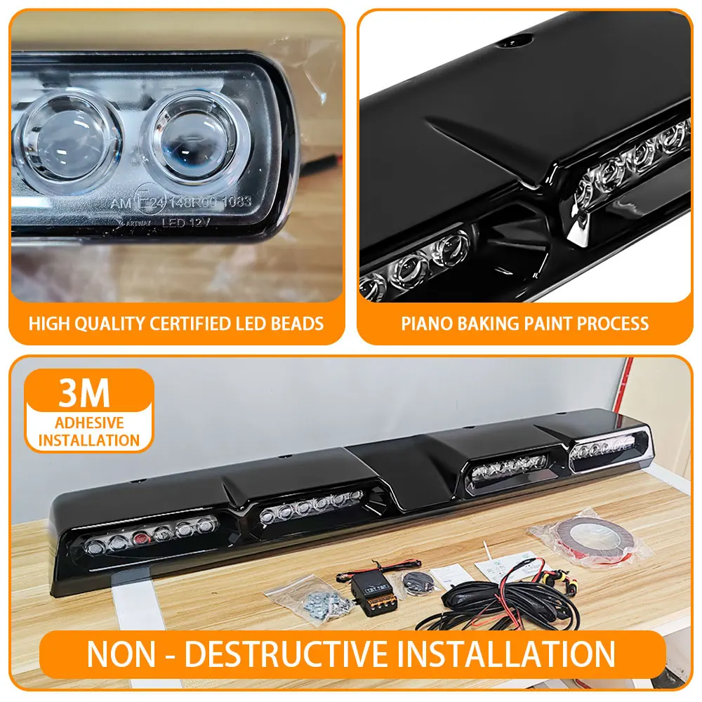 اكسسوارات السيارات 4x4 غطاء السقف الأمامي مع Led لامع أسود سيارة مصباح سقف بار DRL لشركة فولكس فاجن أماروك 2023 2024 2025