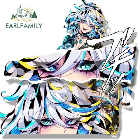 EARLFAMILY Gothic Furina Fanart Naklejka na samochód Anime Genshin Impact Sketch Waifu Naklejka JDM Gyaru Girl Peeker Naklejka na samochód