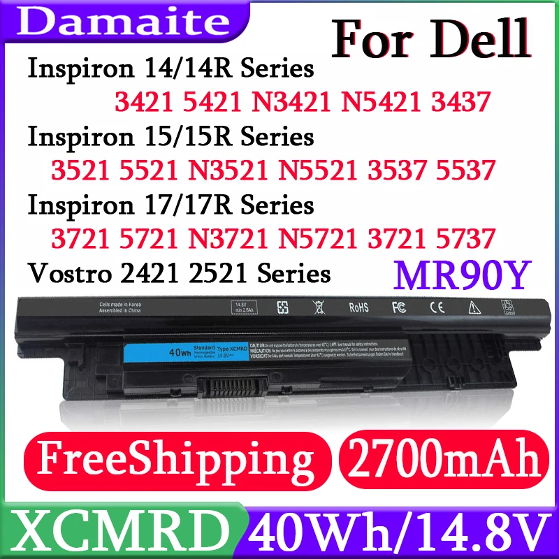 Xcmrd MR90Y 40Wh 65WH batería del ordenador portátil para Dell Inspiron 3421 3437 3442 3443 3521 3537 3721 3737 5421 5437 5537 5521 5721 5737