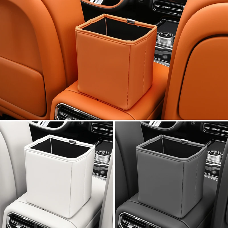 For JETOUR G700 2025+ Foldable Trash Can Storage Box Leather Trash Can Second Row Trash Bag Interior Upgrade Car Accessories view 2